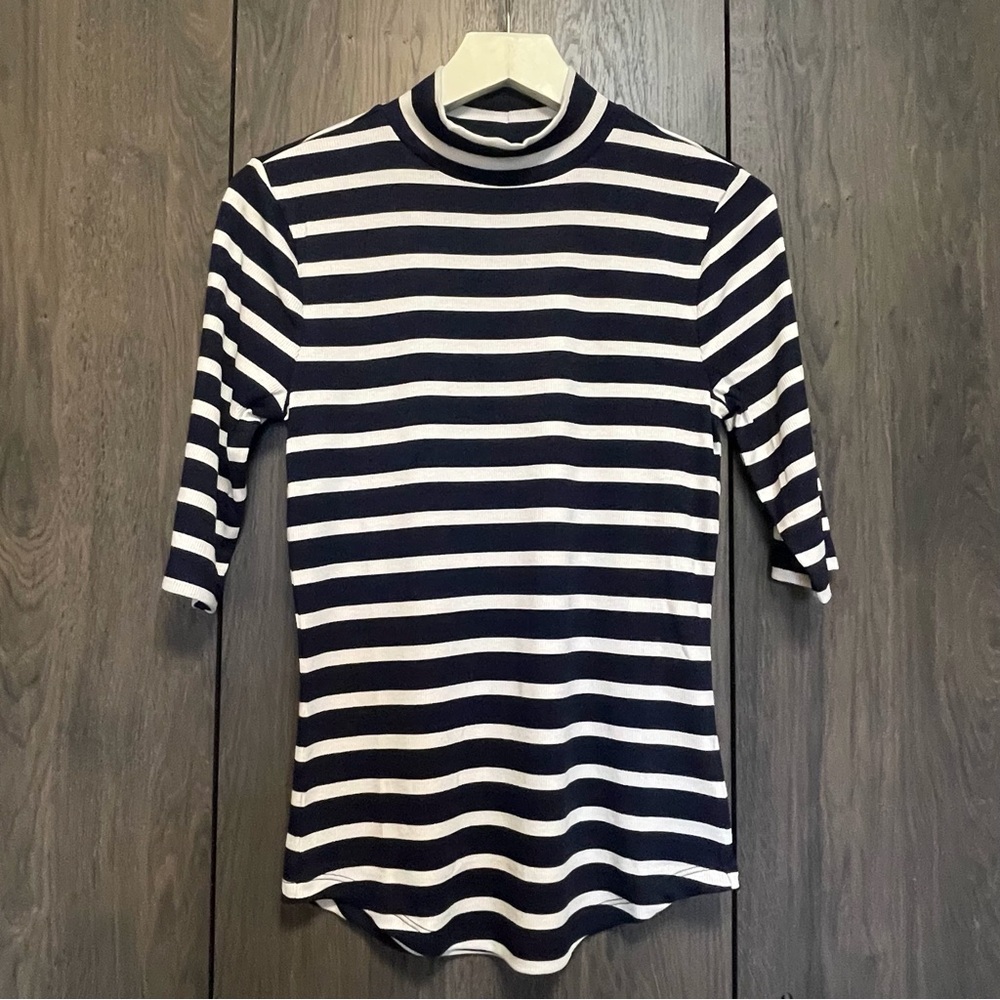 GAP Striped Mini Rib Mock Tee - Picture 6 of 7